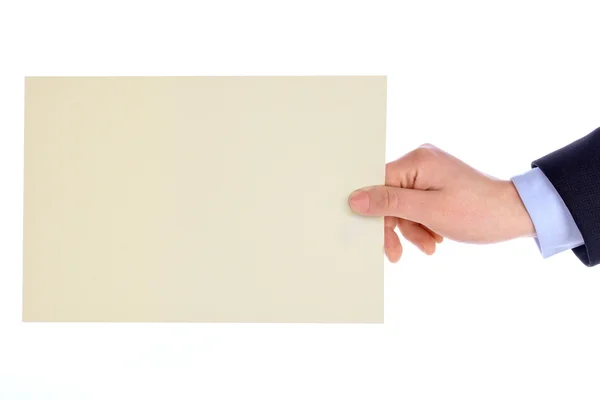 Hand with blank card — Stock Photo, Image
