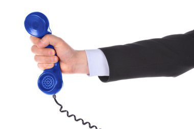 Telephone receiver in hand clipart