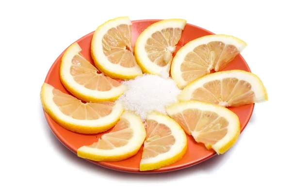 Limon ve şeker plaka — Stok fotoğraf