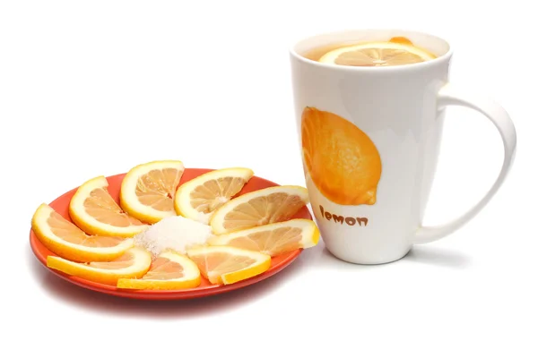 Tè in tazze e limone — Foto Stock