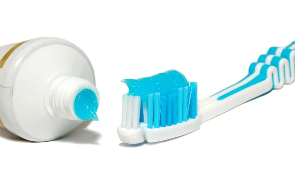 Tooth-paste and brush — Stock Photo, Image