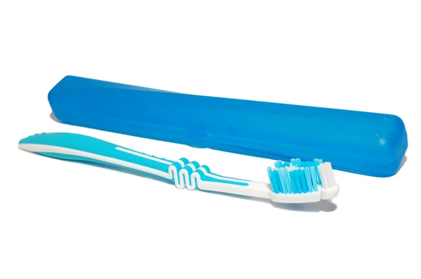 Escova de dentes e caixa — Fotografia de Stock