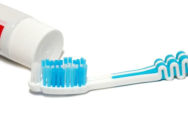 Szczoteczka do zębów i pasty — Zdjęcie stockowe