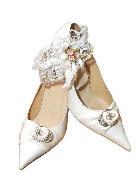 Sapatos brancos para noiva — Fotografia de Stock