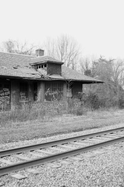 Old abandoned train station clipart