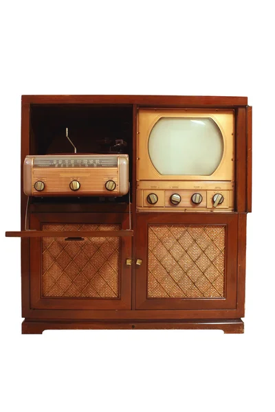 Vintage-Fernseher mit Phonogrammen — Stockfoto