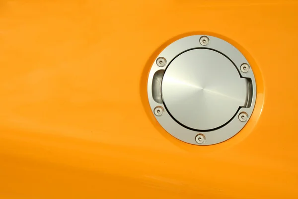 Yellow sports car gas cap — Stock Photo, Image