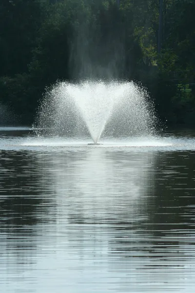Ein Wasserbrunnen in einem Teich — Stockfoto
