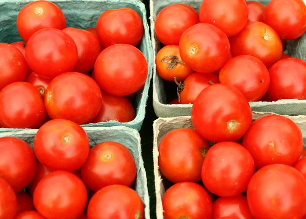 Wiśniowe pomidory w kosze zielony — Zdjęcie stockowe