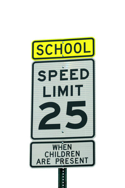 School and 25 mph sign