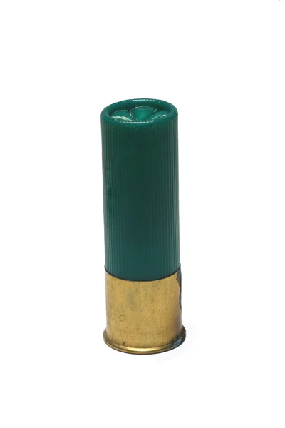 Isolaged 12 gage zöld shotgun shell — Stock Fotó
