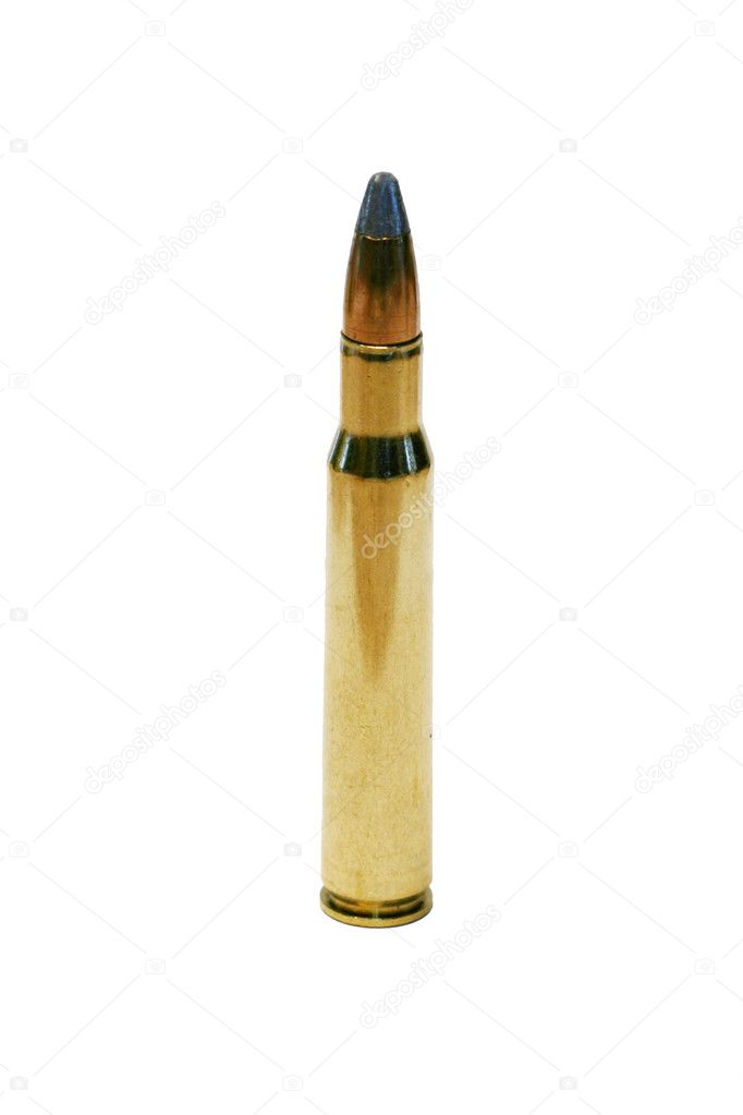 Isolated 30-06 bullet on white