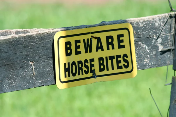 stock image Beware horse bites sign