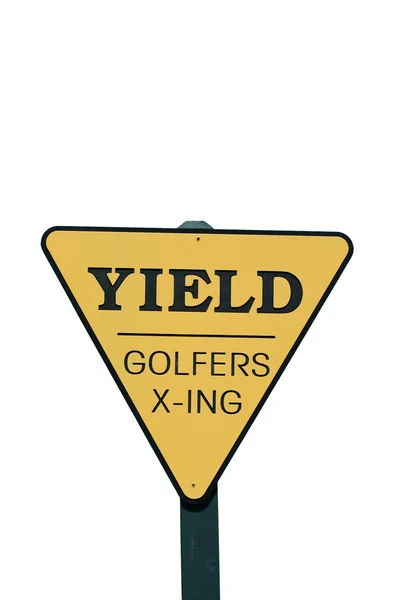 Geïsoleerde opbrengst golfspeler overschrijding van teken — Stockfoto