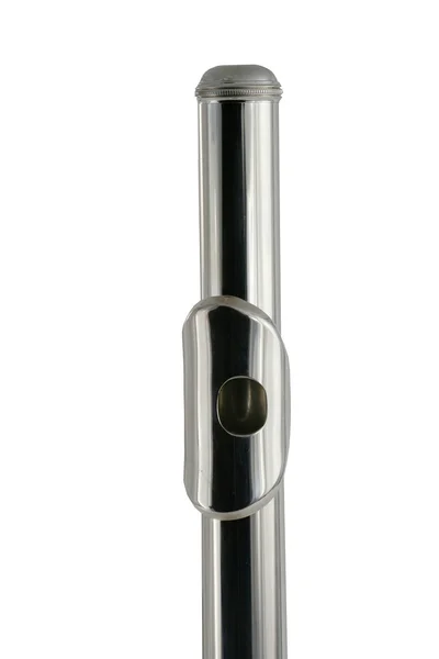 Ізольована металева флейта на білому — стокове фото
