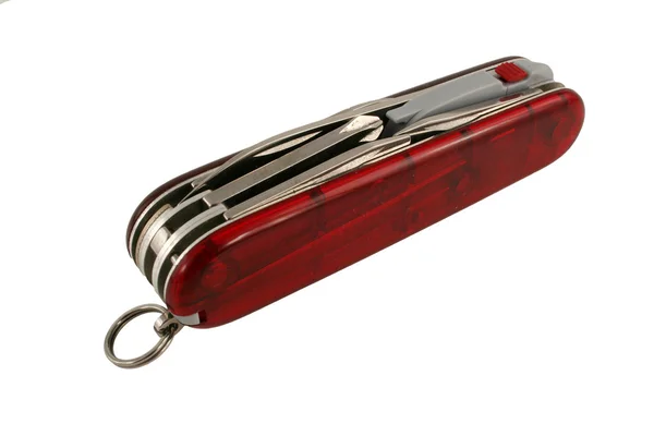 닫힌된 빨간색 스위스 군용 칼 — 스톡 사진