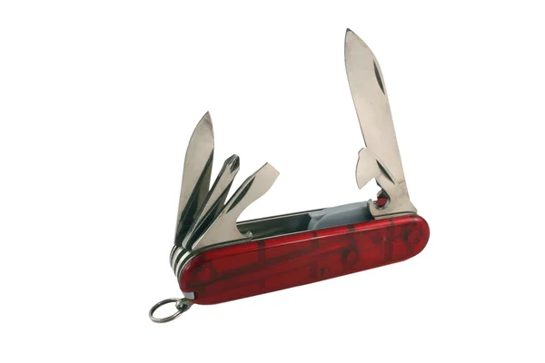 Open red swiss army knife — Stock Photo, Image