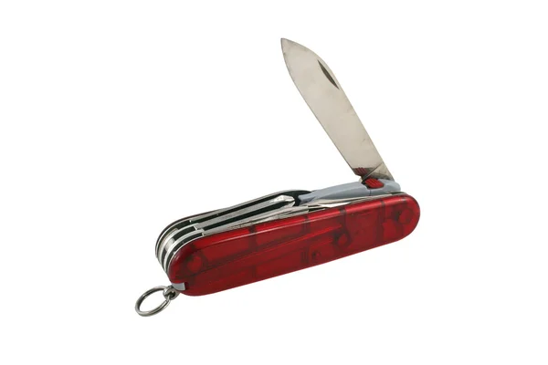 Открытый красный швейцарский нож — стоковое фото