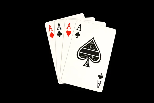 Isolado Quatro ases mão de poker — Fotografia de Stock