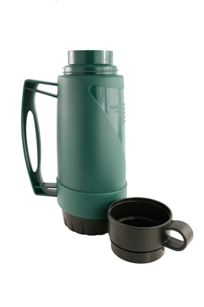 Isolated Green thermos bottle — Stock Photo, Image