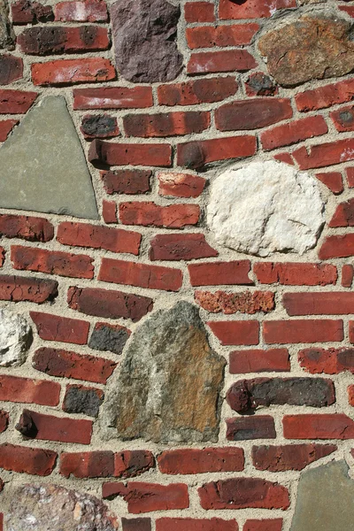 붉은 벽돌 및 돌 배경 — 스톡 사진