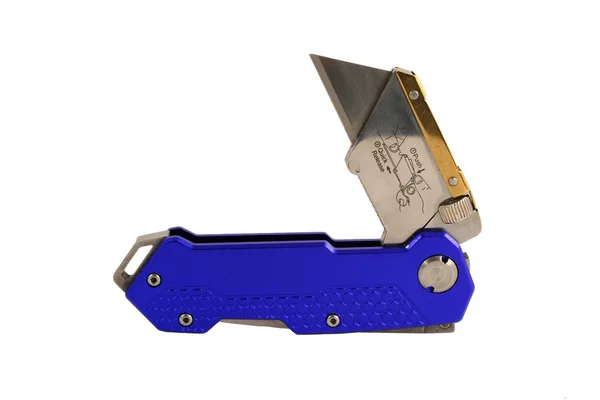 Открытый синий бритвенный нож — стоковое фото