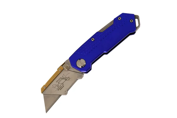 Открытый голубой бритвенный нож — стоковое фото