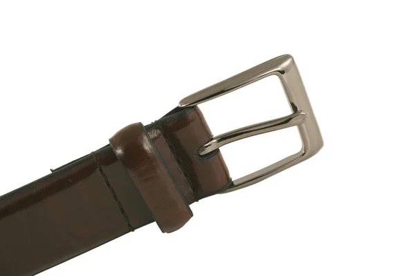 Cinturón de cuero marrón aislado con hebilla —  Fotos de Stock