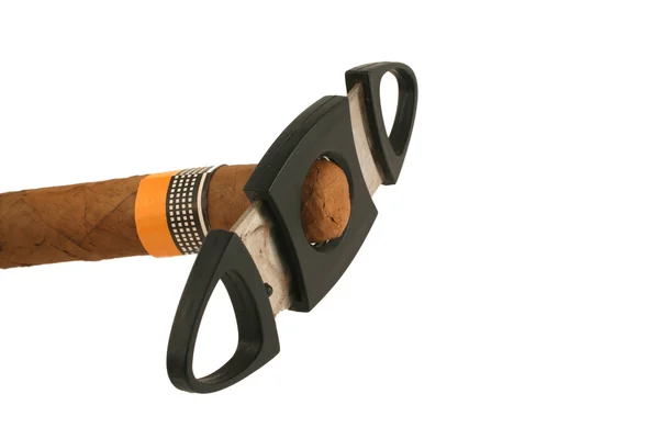 Geïsoleerde sigaar met kotterstag — Stockfoto