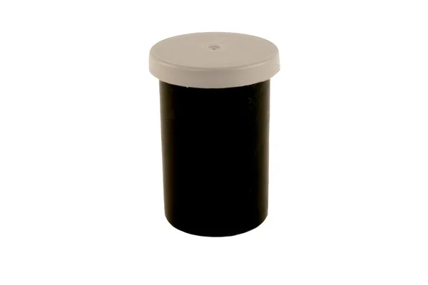 Caixote de filme preto com uma tampa cinza — Fotografia de Stock