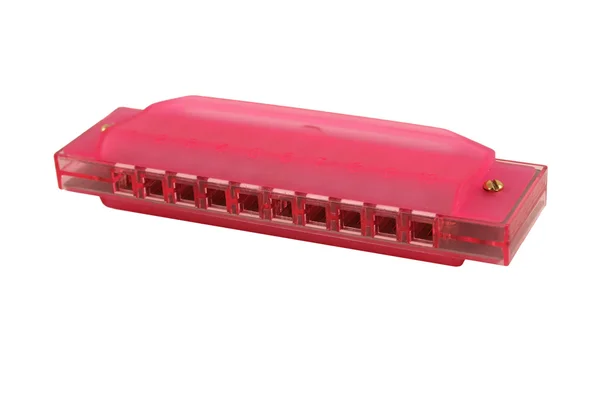 Isolated pink harmonica on white — Stock Photo, Image