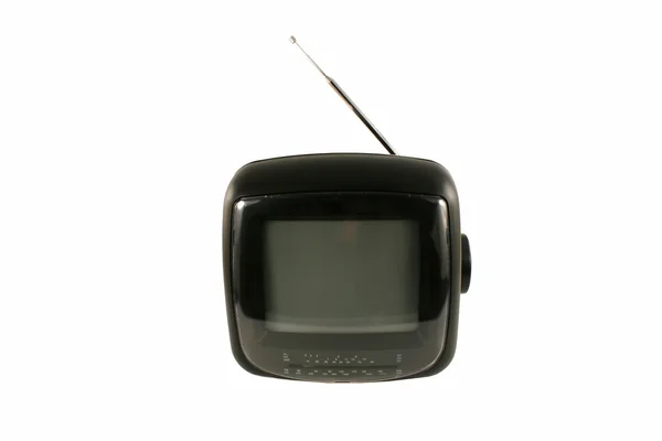 Geïsoleerde draagbare televisie met antenne — Stockfoto
