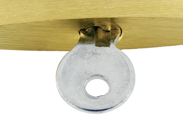 Isolated Brass lock and key macro — Stock Photo, Image