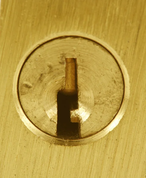 Brass lock keyhole macro — Stock Photo, Image