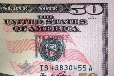 Corner of a US fifty dollar bill clipart
