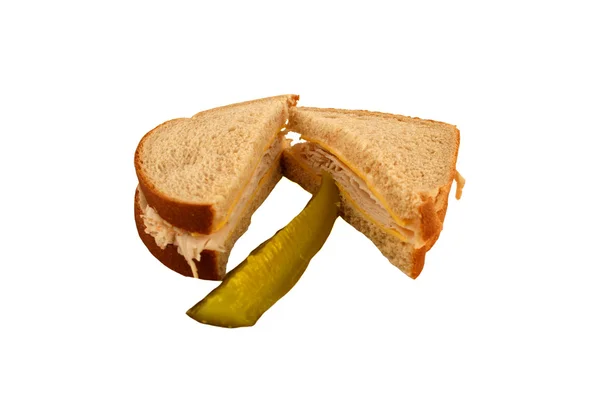 Isolated Turkey Sandwich with pickle — Stock Photo, Image