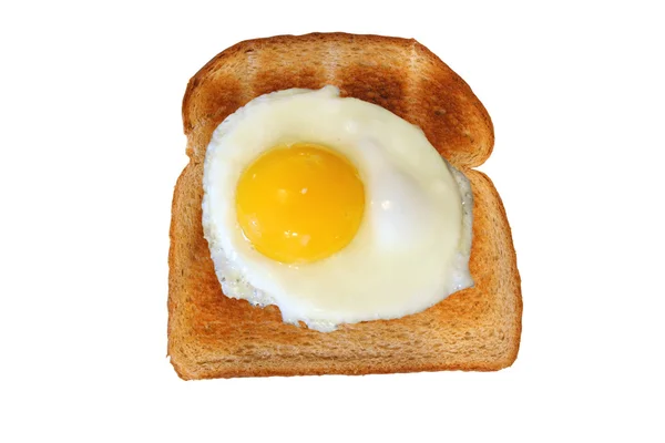 Isolerade toast med ägg solsidan upp — Stockfoto