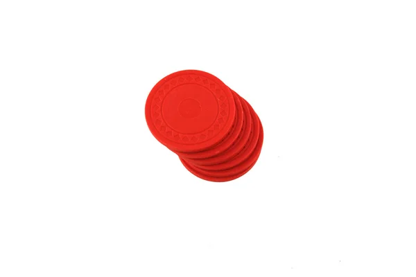 Isolierte rote Pokerchips — Stockfoto