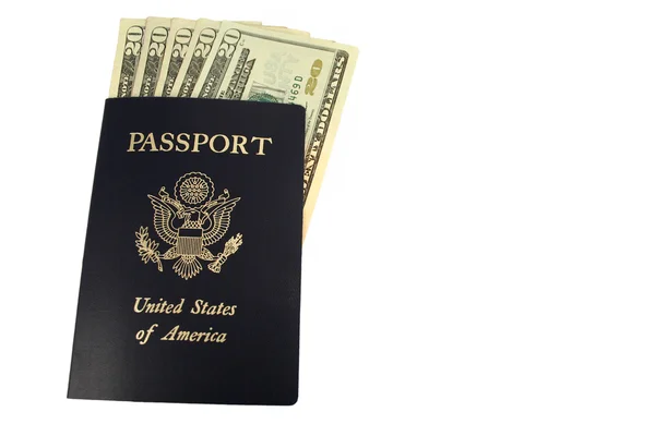 stock image US passport and Twenty Dollar bills