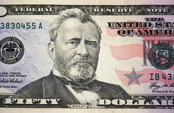 Nas dolara pięćdziesiąt Billa makro — Zdjęcie stockowe