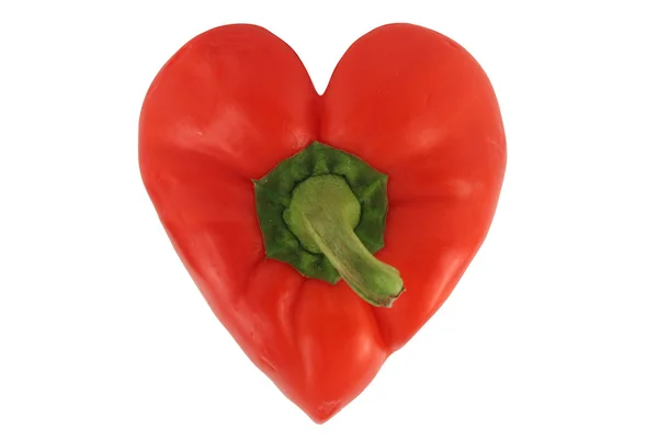 Geïsoleerde rode paprika hart op wit — Stockfoto