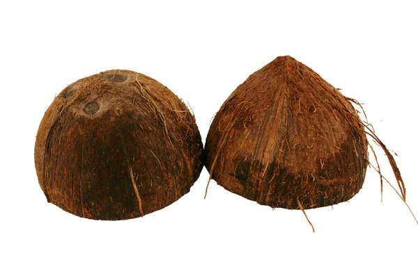 Isolerte kokosnøtthalvdeler – stockfoto