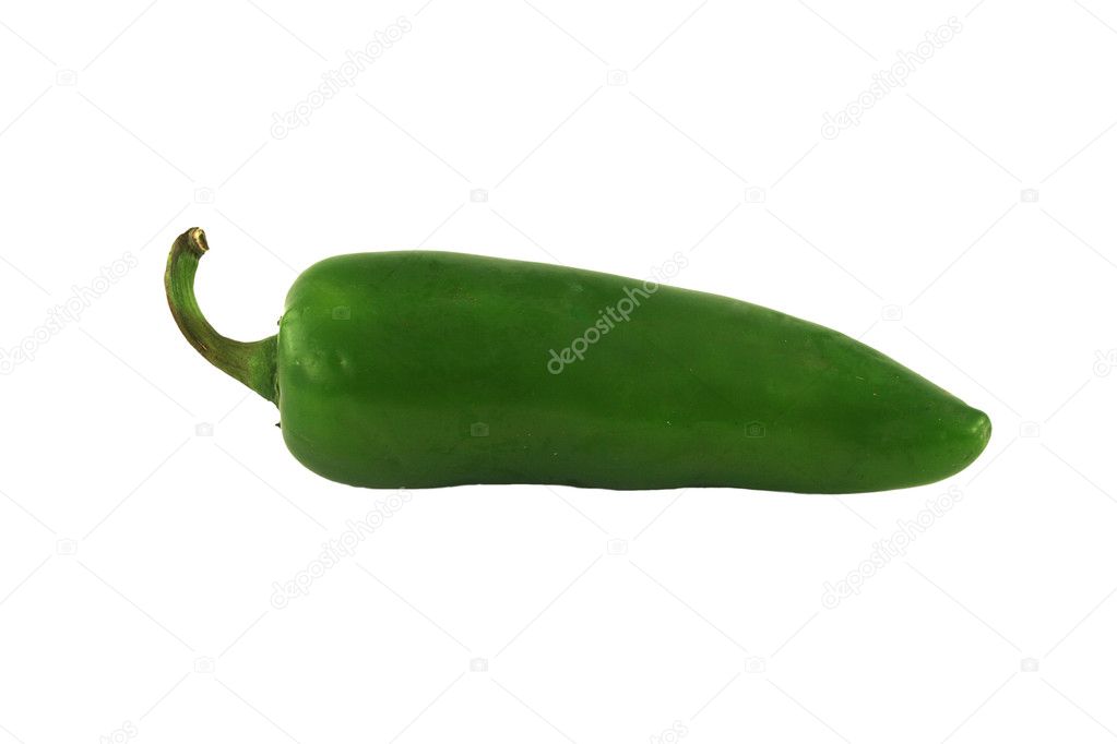 Isolated green Jalapeno pepper on white