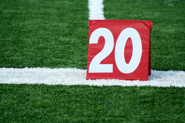 Football twenty yard marker — Stock Photo, Image