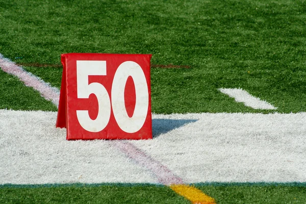 Futbol 50 yard marker — Stok fotoğraf