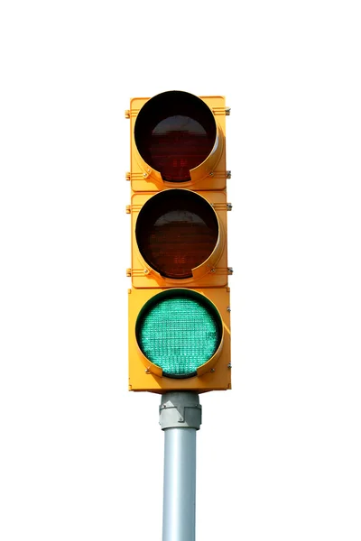 Geïsoleerde groene verkeer signaal licht — Stockfoto