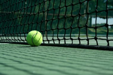 Tennis ball near net clipart