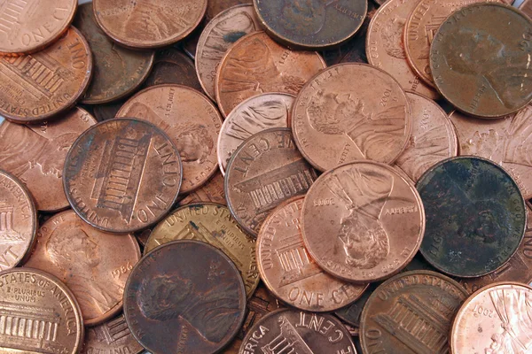A US pennies fundo textura — Fotografia de Stock