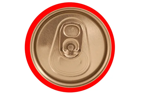 Tampa de lata de refrigerante vermelho fechado isolado — Fotografia de Stock