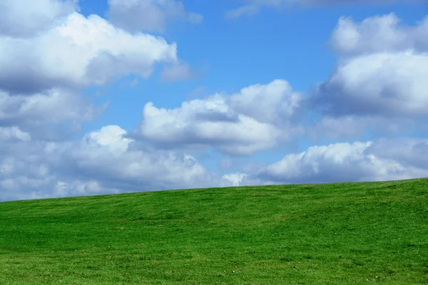 A mező és a felhős ég — Stock Fotó